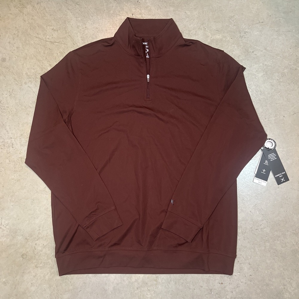 Kenneth Cole Golf Mens 1/4 Zip Pullover Rust Brown Jacket Large KH9W40MHOFC NWT
